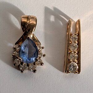 Two Sterling Silver Vermeil Pendants with Cubic Zircons